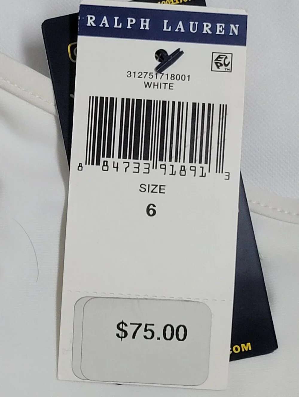 Polo Ralph Lauren NWT White One-Piece Girls Swimsuit with Multicolor Pony Logo.